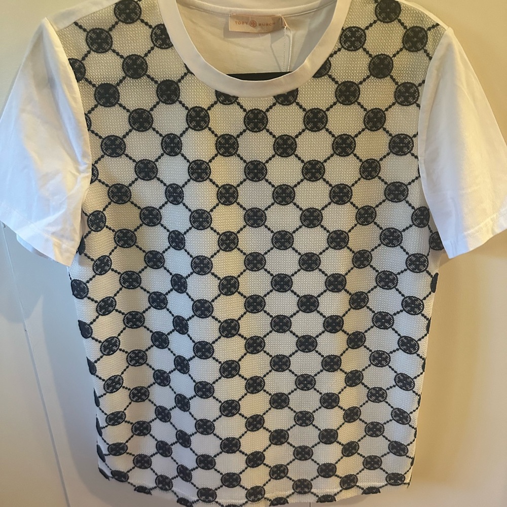NWT TORY BURCH LOGO LACE T SHIRT